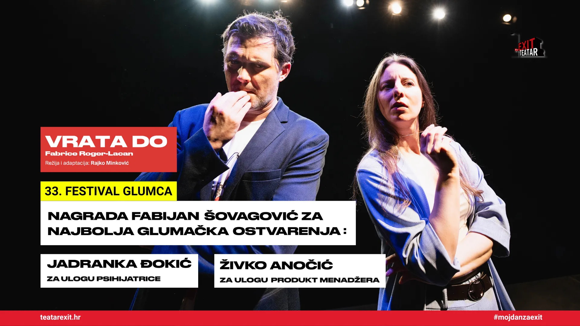 Predstava "VRATA DO" osvojila dvije nagrade na 33. Festivalu glumca